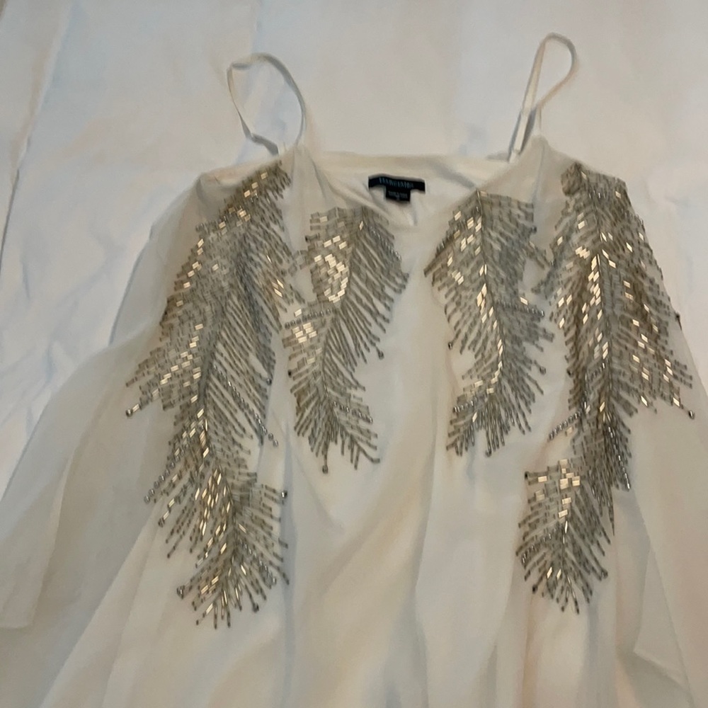 Marciano white dress with beaded design. Size M